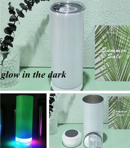 Sublimation de 20 oz lueur dans le noir gobelet Bluetooth haut-parleur droit gobelets audio tasse à musique en acier inoxydable tasse créative à double paroi avec couvercles