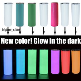 20oz Sublimation Glow in the Dark Tumbler Blanks Halloween tasses maigres lumineuses Xmas Creative Mugs Bouteille d'eau en acier inoxydable en gros