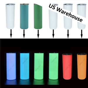 US stock 20 oz Sublimation Tumbler Glow in Dark Skinny Tumblers Jour de Pâques en vrac Tasses créatives Bouteille d'eau magique en acier inoxydable à double paroi en gros