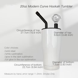 20oz Sublimatie Roken Tumbler Witte Lege Curve Hookah Tumblers Rvs Waterflessen DIY Warmte Transfer Rook Cups door Air A12