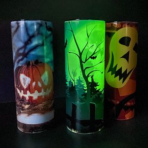 20oz Sublimation Straight Tumbler Glow In The Dark Tumblers 304 Roestvrij staal Waterbeker DIY Creative Gifts Halloween Mokken