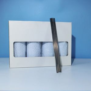 Gobelets droits de sublimation de 20 oz blanc Skinny brillant 4pcs / pack ensembles d'emballage Boîte de cadeaux avec des boîtes de pailles en métal Gobelets isolés sous vide à double paroi en acier inoxydable