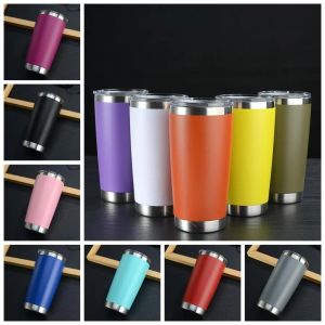 Gobelets de 20 oz 16 couleurs Gobelet à boire en acier inoxydable avec couvercle Verre à vin Tasse isolée sous vide Tasses de voyage à café Merci Giving Day ZZ