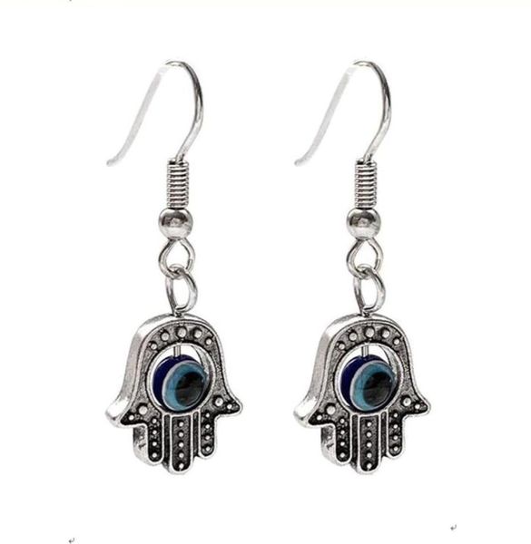 20 Pendientes de aleación colgante 35x128 mm de plata antiguo Fátima Mano Evil Ojo Fishhook Airmán para hombres y mujeres Joyas Fashion 2183503