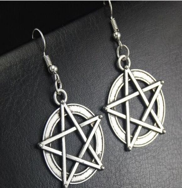 20 pares de pendientes colgantes con forma de estrella chapada en plata, pendientes tipo Pentáculo hechos a mano, joyería DIY NEW9978316