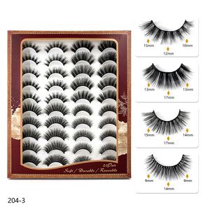 20 paires Faux Cils Moelleux Faux 3d Cils De Vison Doux Mélange Épais Style Extension De Cils Réutilisable Sans Cruauté Croix 5D Faux Cils