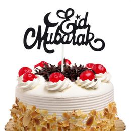 20 unid / lote Cake Toppers Banderas Glitter Eid Mubarak Niños Cumpleaños Cupcake Topper Boda Novia Baby Shower Fiesta Ramadán Hornear DIY3348