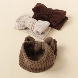 20 pc/lot grand Double couche Bowknot bandeaux bébé laine tricot élastique bandeaux né bandeau enfant filles hiver chapeaux 231229