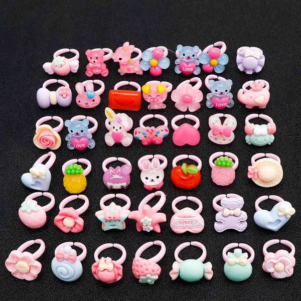 20 piezas amor lindo dulce niños anillos diseño flor Animal para niños ewelry moda Multicolor anillo niñas regalos PrincSuit tipos Y0420