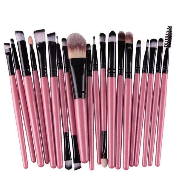 20pc femmes pinceaux de maquillage outils trousse de toilette laine maquillage brosse ensemble Pro mélange fard à paupières poudre fond de teint yeux