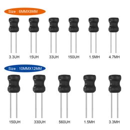 20pcs 0608 Inductance de puissance de trempette 6x8mm 2,2UH ~ 100mh Bobine de cuivre d'inductance à forme I.7UH 10UH 22UH 100UH 150UH 220UH 10MH