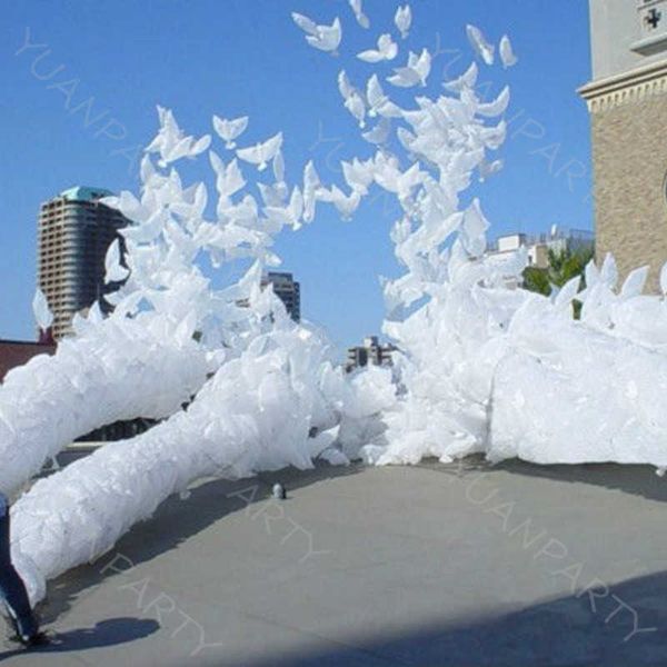 20pcs 104 * 54cm décoration de fête de mariage biodégradable blanc colombe ballon orbes paix oiseau ballon pigeons mariage hélium ballon X0726