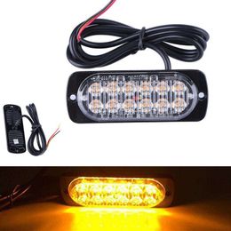 Luz de advertencia lateral de emergencia estroboscópica LED para coche y camión, luces intermitentes de 12V-24V, 12smd