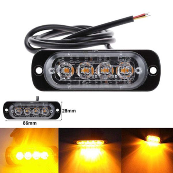 50pcs 12-24V camion voiture 4 LED Flash 12w stroboscope voyant d'avertissement d'urgence lumières clignotantes