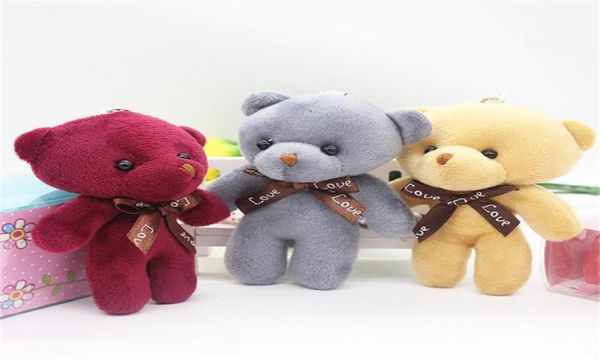 20 pièces 12 cm petits ours en peluche Mini ours en peluche décoration porte-clés Anime pendentif jouets en peluche rose gris marron ours en peluche coloré Y0106013903