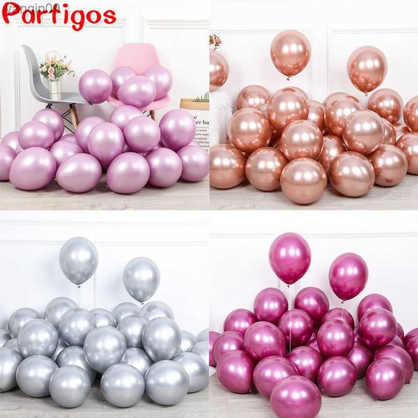 20 piezas 12 pulgadas nuevo brillante bebé rosa Metal perla látex globo oro rosa grueso cromo metálico Globos boda cumpleaños fiesta decoración L230626