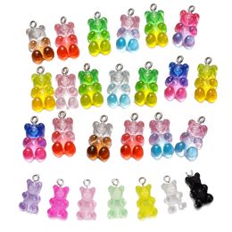 20 pièces 14 couleurs mignon Animal gommeux ours résine breloques pour faire des boucles d'oreilles goutte pendentifs colliers porte-clés résultats de bijoux à bricoler soi-même