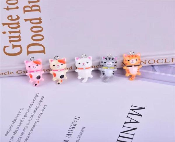 20 pièces 1418mm Kawaii résine breloques chat Animal pour les femmes à la main bricolage faisant des boucles d'oreilles collier pendentifs fête bijoux résultats 4979993