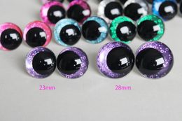 20 pièces 14mm 16mm 18mm 23mm 28mm dessin animé rond paillettes jouet yeux drôles yeux de poupée avec rondelle à main pour artisanat en peluche --- Q10 240222