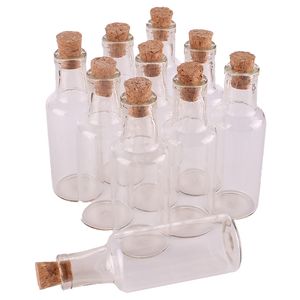 20pcs 15ml taille 24 * 70 * 8mm Verre Transparent Souhaitant Bouteilles avec Bouchon En Liège Vide Épice Pots Flacons De Noël cadeau de mariage