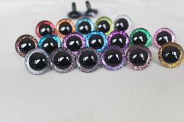 20 stks-- 18 kleuren optie 9-12-14mm-16-18-20-25-30-35mm 3D CLEAR glitter veiligheid speelgoed ogen glitter wasmachine--lange stem ogen 240305