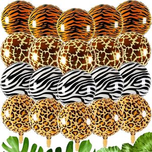 20 stcs 18inch Round Foil Ballonnen Tiger Luipaard Zebra Patroon Helium Ballon Globos Jungle Safari Tropical Party Decor Supplies 220527