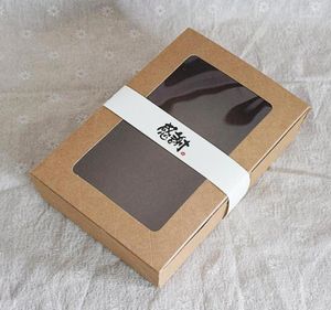 20pcs 18x12x5cm Boîte en papier brun kraft avec boîte à cadeau fenêtre cajas de carton emballage cookie macaron mariage cadeau14400044