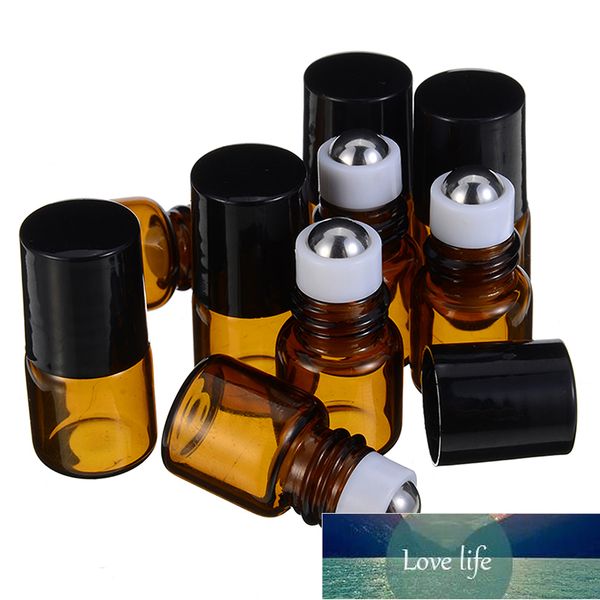 20 piezas 1ml rollo vacío en botella de vidrio Mini ámbar aceite esencial botellas de Perfume contenedor recargable esencia vegetal almacenamiento