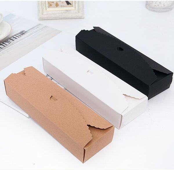 20 piezas Cajas de Regalo Kraft de 23x7x4cm, caja de papel para macarrón marrón/blanco/negro/rojo, almacenamiento en blanco, cajas para pasteles de boda DIY