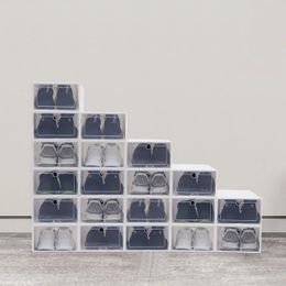 20 -stcs/24 -stcs schoenendoos set opvouwbare opslag plastic heldere home organizer schoenrek stack kast archement chaussures 240420