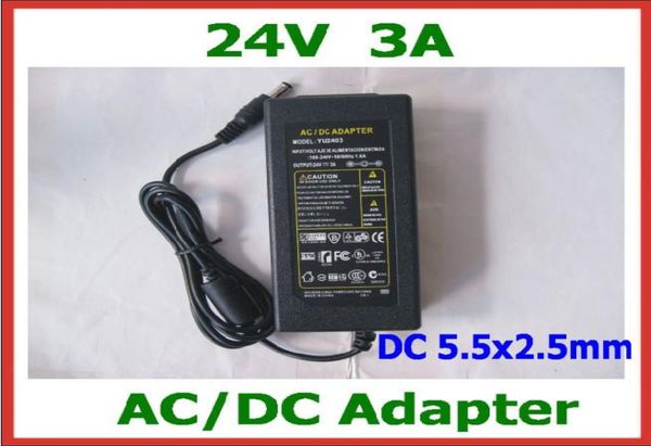 20 pièces 24 V 3A 72 W 55x25mm AC DC adaptateur alimentation avec câble AC chargeur AC 100V240V pour imprimante LCD moniteur Charger2096371