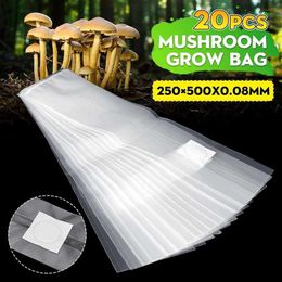 20 pièces 250x500mm PVC sac de culture de champignons sac de frai substrat résistant aux hautes températures pré-scellable fournitures de jardin sacs de plantation 21247b