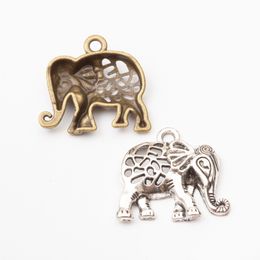 20 pièces 27*29mm Vintage bronze antique couleur argent éléphant breloques pendentif animal pour bracelet boucle d'oreille collier bricolage fabrication de bijoux