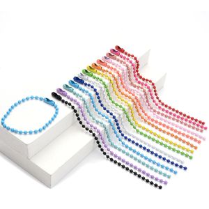 20pcs 2 mm / 2,4 mm chaînes de balles multicolores avec connecteurs Fits Fits Keynchain / Tag / Dog Tag étiquette pour les résultats de bijoux de bricolage