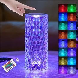 20Pcs 3/16 Kleuren Led Crystal Rose Tafel Nachtlampje Diamant Sfeer Licht Usb Oplaadbare Desk Party romantische Decor Verlichting