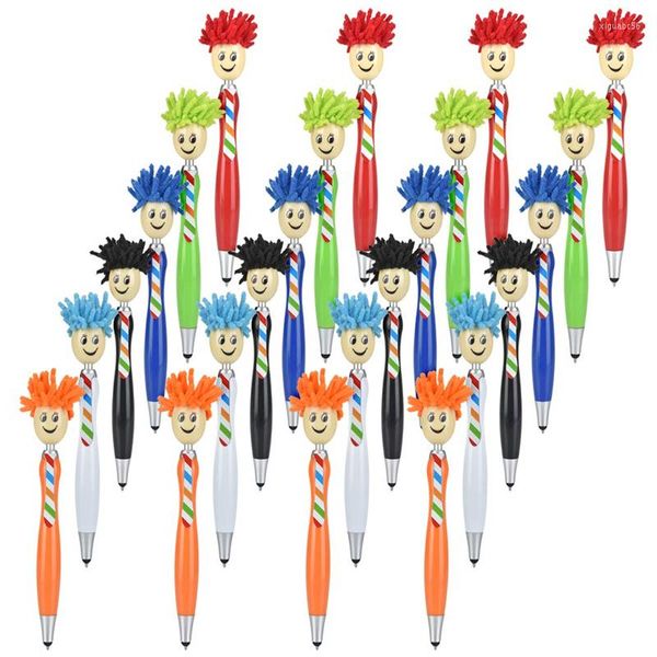 20 piezas 3 en 1 Stylus Pen Duster para niños y adultos Femoro Mop Head Screen Cleaner Pens Papelería Touch