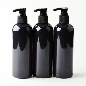 20pcs 300ml bouteilles PET cosmétiques noirs vide shampooing lotion pompe conteneur emballage cosmétique en plastique avec distributeur de gel douche T200819