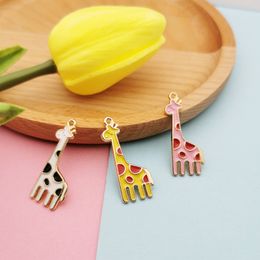 20 stks12 * 29mm emaille dierlijke giraffe olie druppel charms voor sieraden maken oorbel hanger mode bedelarmband Zina legering