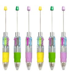 20pcs 4 couleurs recharge stylo à bille perlé bricolage stylos perlés étudiant papeterie en plastique cadeau stylo école bureau stylo fournitures 240320