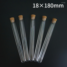 20 pièces 50 pièces 100 pièces 18x180mm Tubes à essai en plastique transparent avec bouchons en liège faveur de mariage cadeau Tube laboratoire école