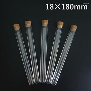 20pcs 50pcs 100pcs 18x180 mm tubes à essai en plastique transparent avec boucches Stoppers Laboratory School Experiment Favor Gift Fial