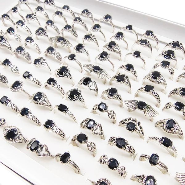 20pcs / 50pcs / lot en gros de la Bohême des anneaux de doigt de couleur argent vintage pour les femmes Black Eswing Joint Ring Party Bielry Girl