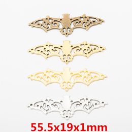 20 unids 55 * 19 mm Color de plata antiguo Dorado Murciélago de murciélago Metal Tibetano Bronce Bat Colgantes para Pulsera Pendiente DIY Joyería Making