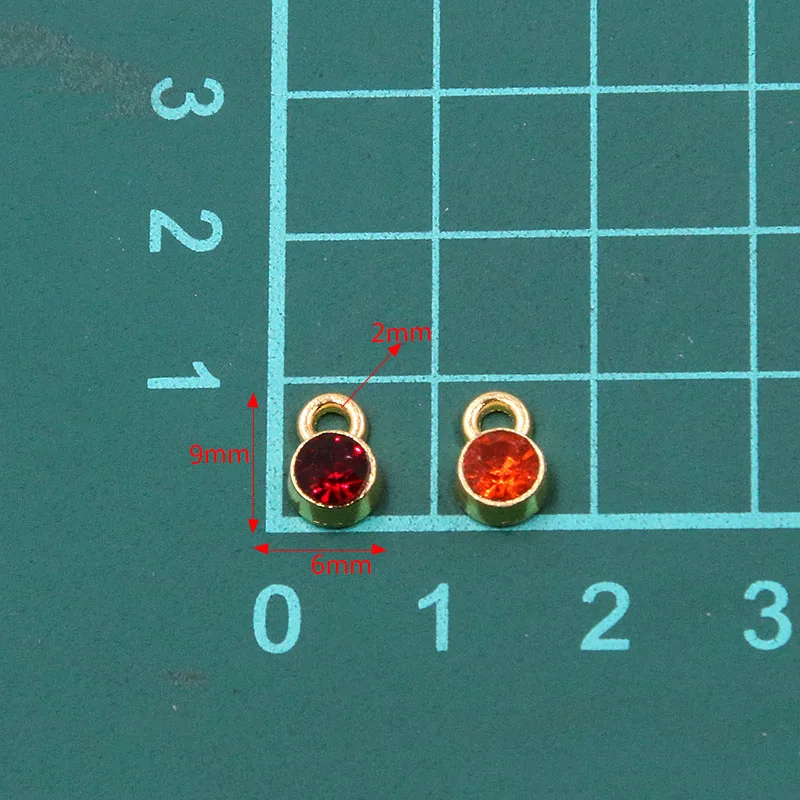 20pcs 6*9mm 16 colorido colorido Charms de cristal CZ Rhinestone Birthdanestone Pingente para jóias de aniversário fazendo atacado