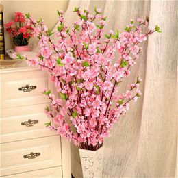 20pcs 65 cm Fleurs artificielles de pêche fleur de simulation de fleur de pêche pour décoration de mariage fausses fleurs décor de la maison 282r