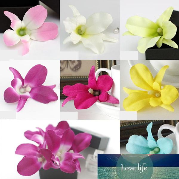 Cattleya – têtes de fleurs d'orchidées artificielles en soie, 7 couleurs, 20 pièces, bricolage, couronne de vigne de fleurs de mariage, accessoire pour cheveux, décor de Corsage de poignet