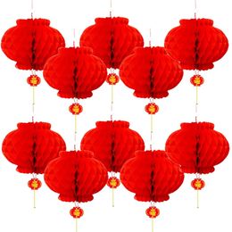 Lanterne rouge chinoise traditionnelle, 20 pièces, 8 pouces de diamètre, 20cm, décoration pour l'année, papier de Festival suspendu, 240127