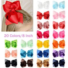 20 stks 8 "Haarbogen Clips Boutique Grosgrain Ribbon Big Grote Bowknot Pinwheel Hoofdbanden voor Baby Meisjes Tieners Peuters Kinderen LJ200903