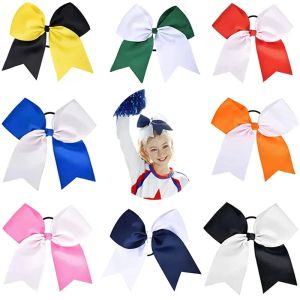 Grands nœuds de cheveux bicolores de 8 pouces, 20 pièces/8 pouces, porte-queue de cheval, faits à la main pour adolescentes, pom-pom girl de Softball, nœud de sport BJ