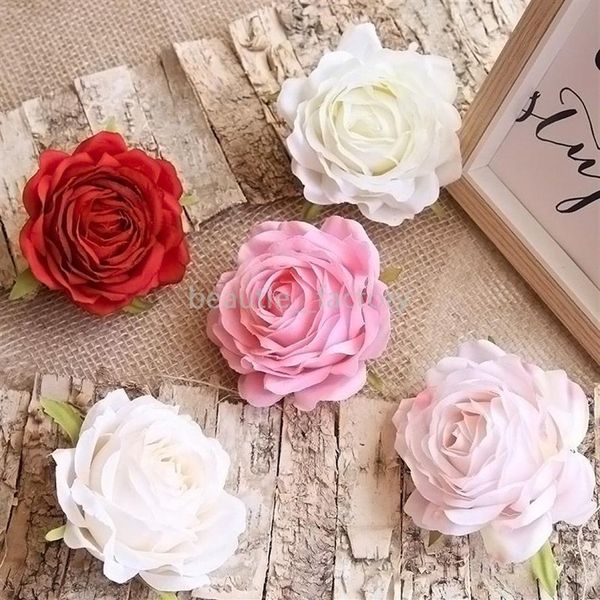 Têtes de roses artificielles multicouches, 20 pièces, 9CM, fausses fleurs décoratives en soie, fleurs de mariage en vrac, décoration de Table pour salle de maison, 2608